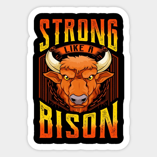 Fierce Strong Like A Bison Wild Animal Strength Sticker by theperfectpresents